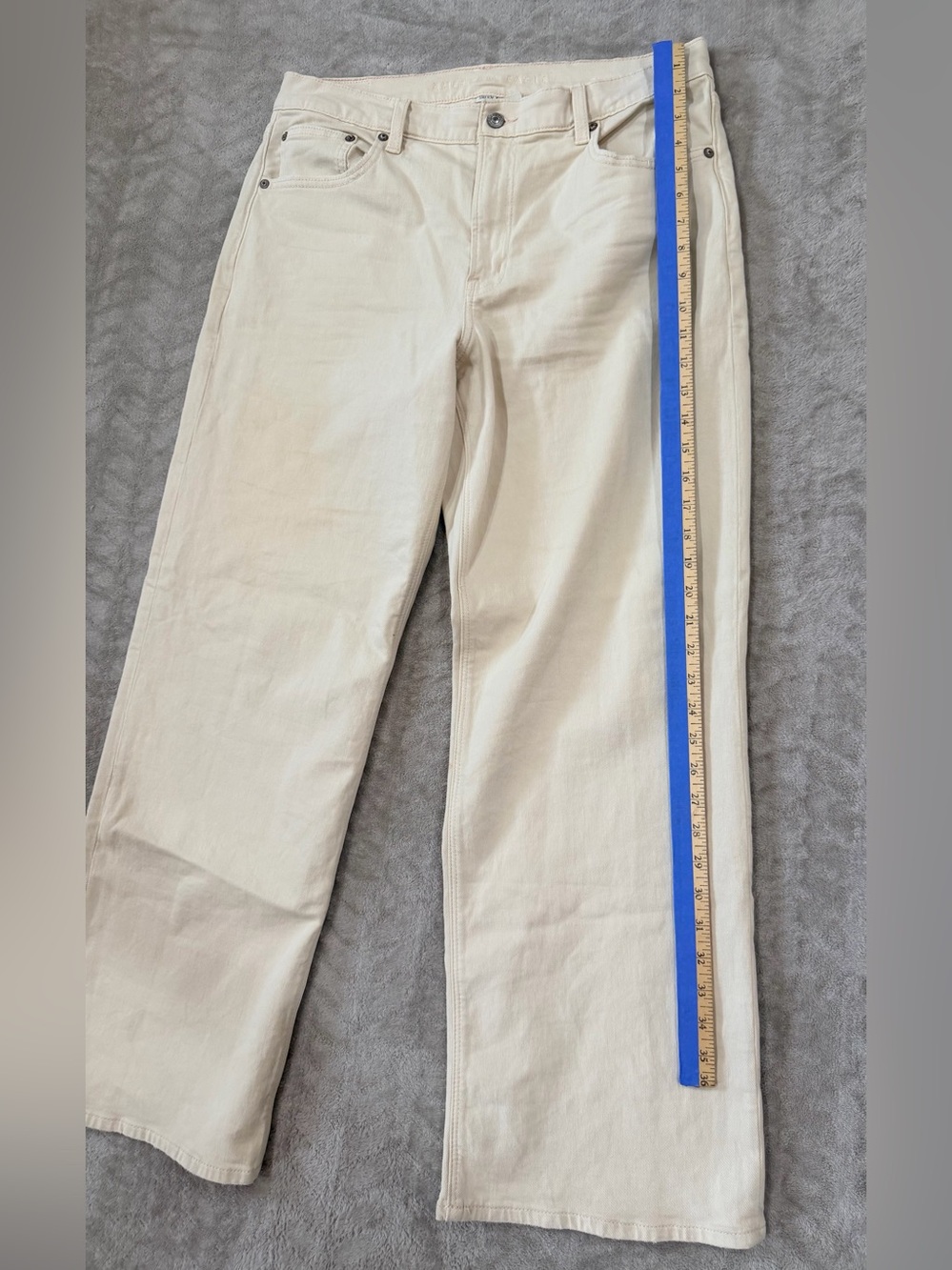 AE Cream Wide Leg Pants Size 12 Neutral Minimalist 90s, Baggy, Y2K - Picture 2 of 11